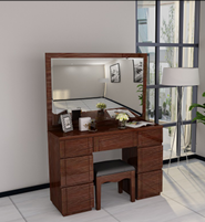 Paris 7 Drawer Dresser/Mirror (LED Light) with Stool High Gloss
