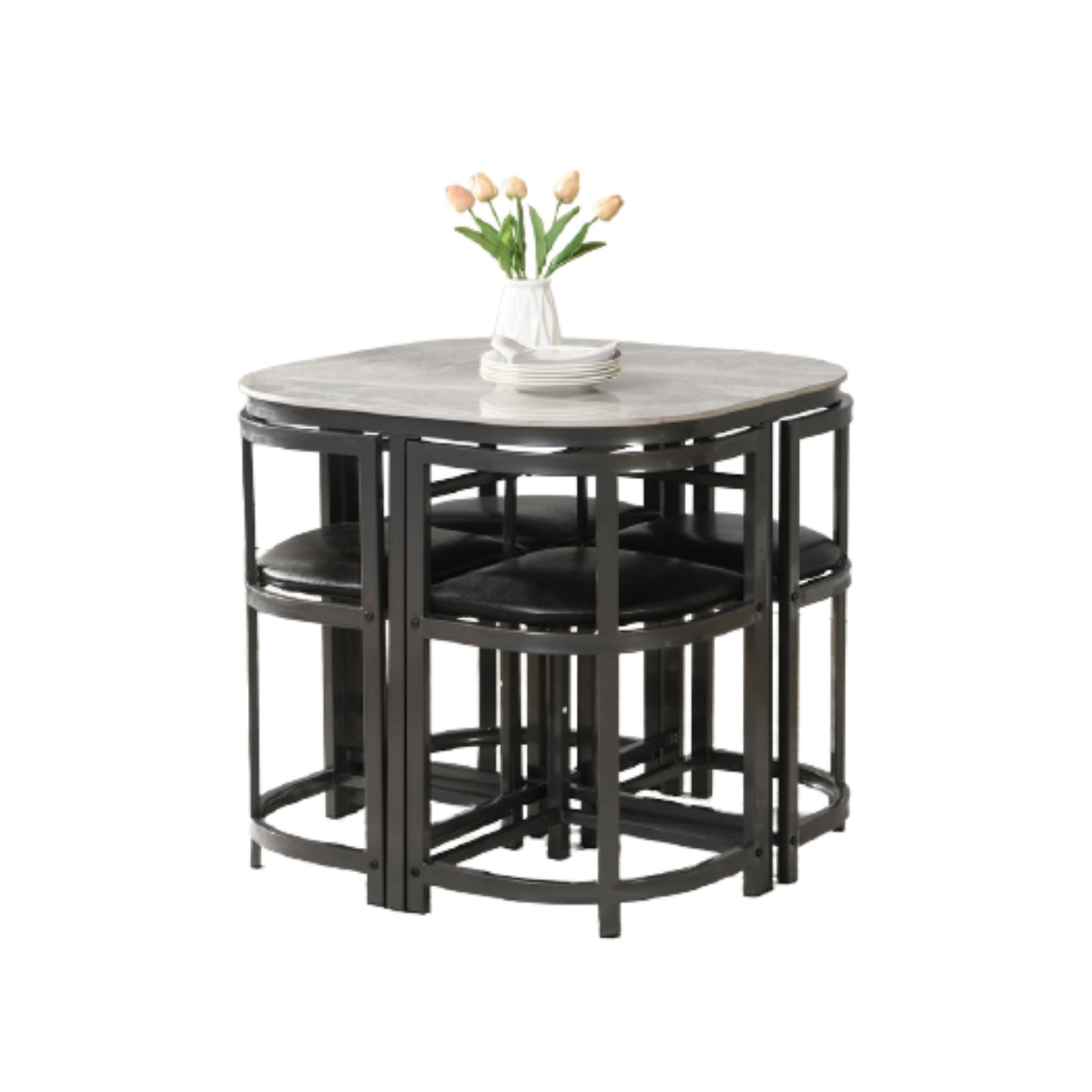 Ace Modern Space Saving 4 Seater Compact Dining Set