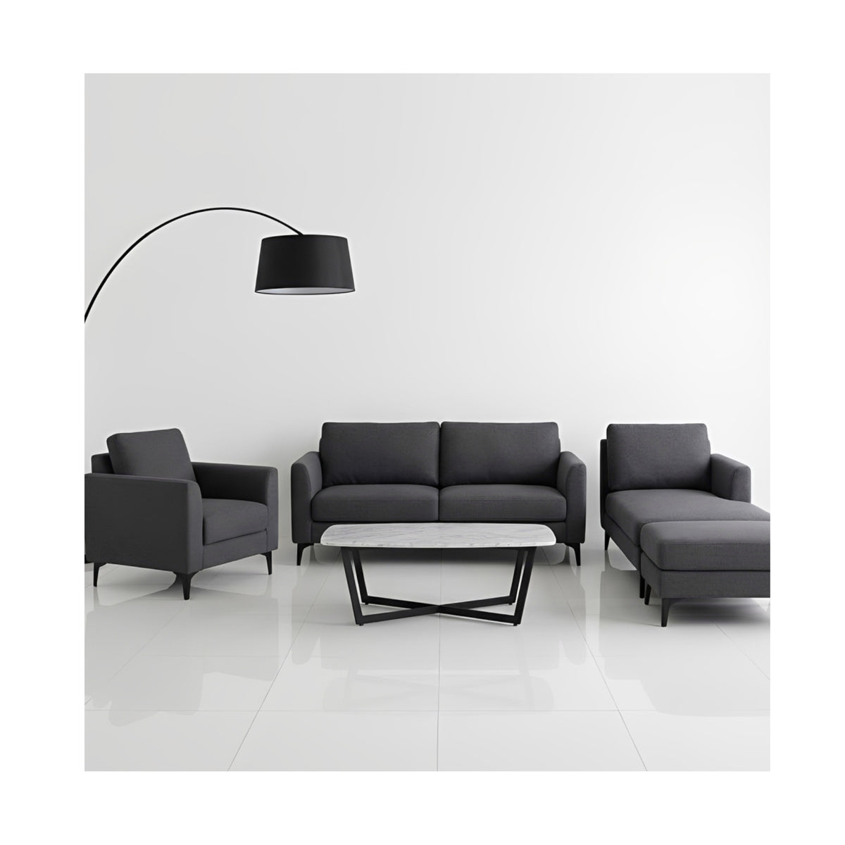 Grace Charcoal Grey Fabric Storage Footstool