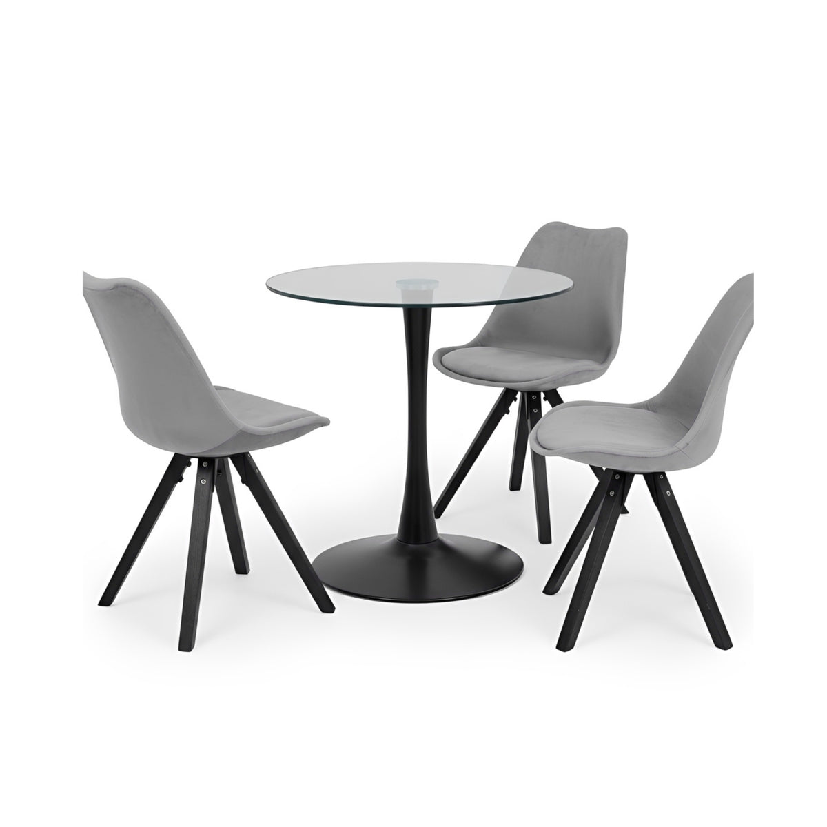 Scarlet Round Table with Violet Grey PU Chairs