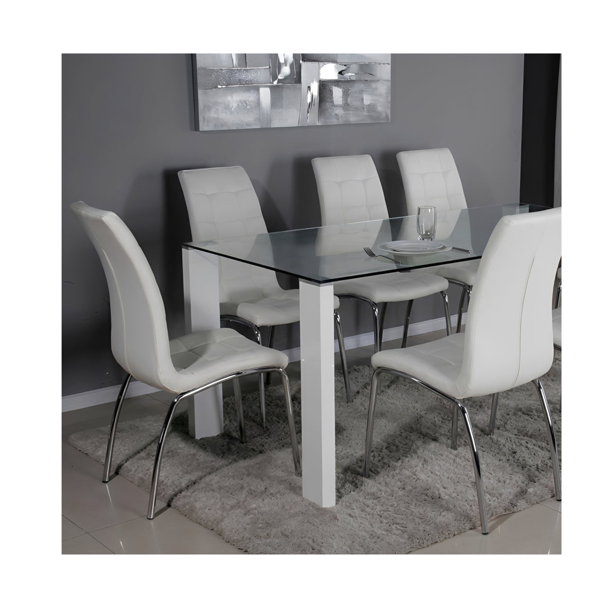 Savona Large Dining Table with Lugano White Chairs