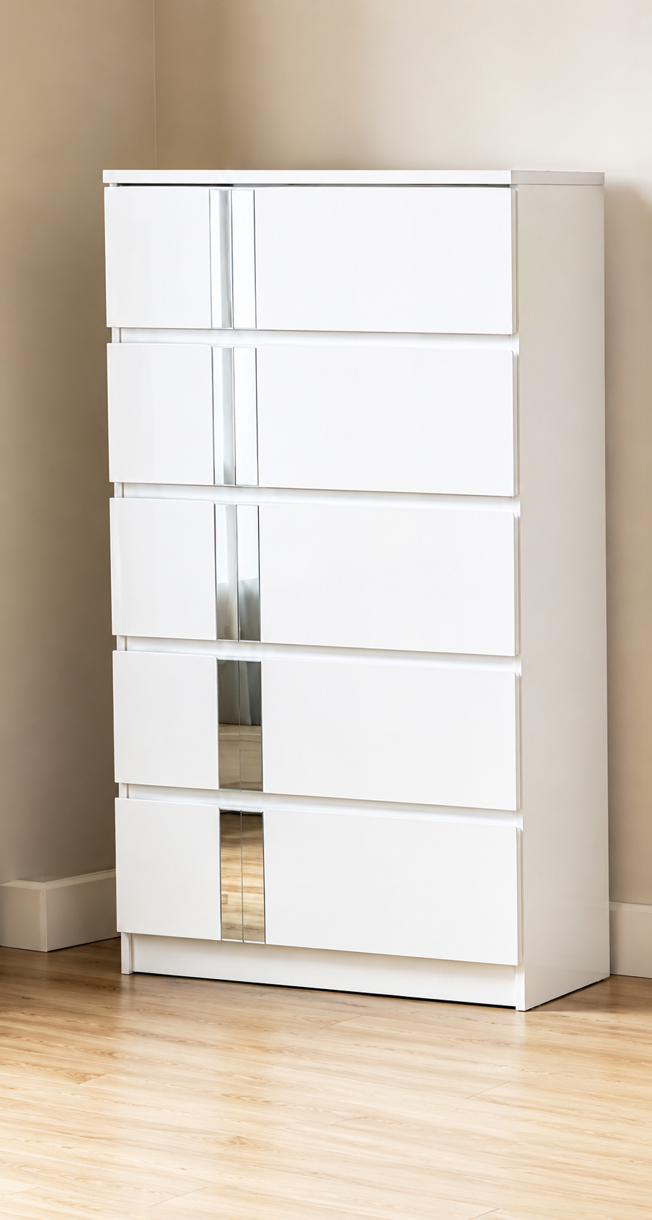 Chelsea 5 Drawer Chest White High Gloss