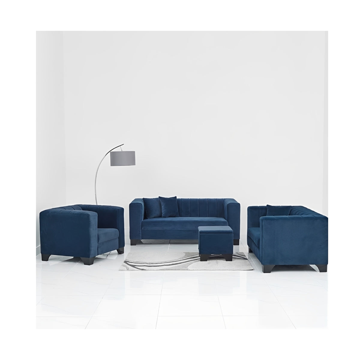 Grace Navy Matt Velvet 2 Seater Sofa