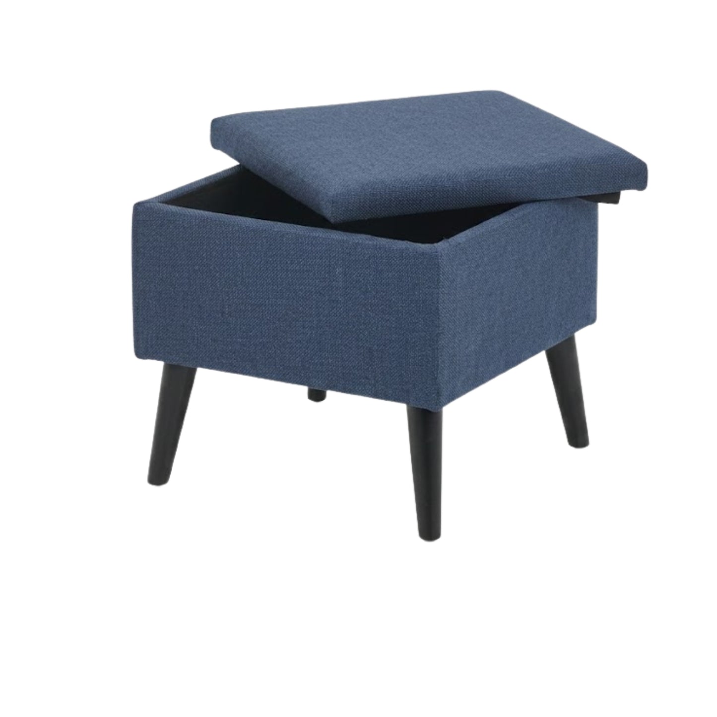 Chic Navy Fabric Storage Footstool