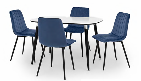 Harmony Fixed Rectangular Dining Set with Liberty Velvet Chairs
