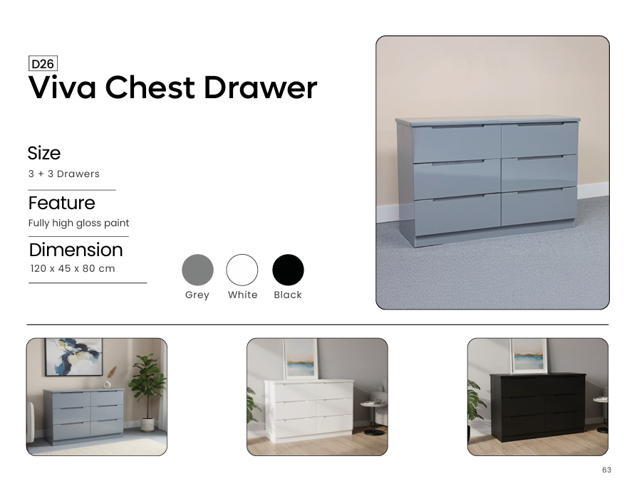D26 - Viva Chest Of Drawers 3+3