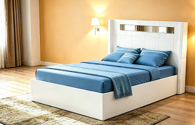 Chelsea White High Gloss Storage Bed