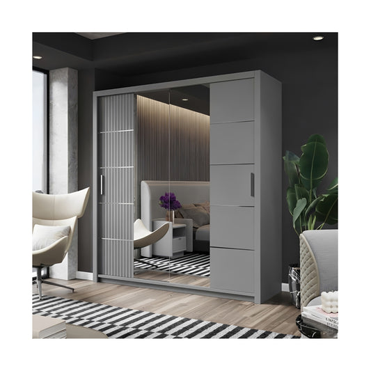 FHI-DALLAS Modern Mirror Sliding Door Wardrobe 150 CM