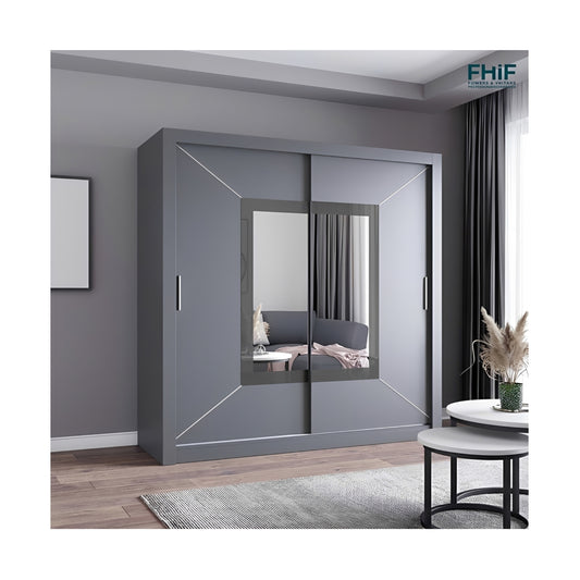FHI-VENICIA Modern Mirror Sliding Door Wardrobe 203 CM