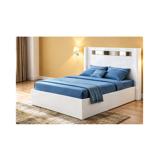 Chelsea White High Gloss Storage Bed