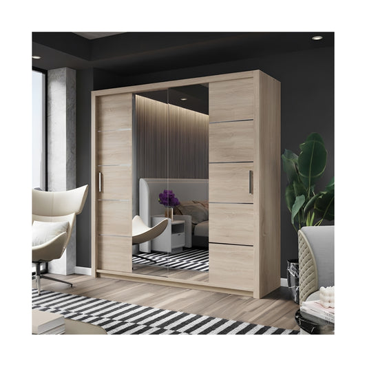 FHI-DALLAS Modern Mirror Sliding Door Wardrobe 180 CM
