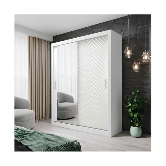 FHI-Manchester Modern Mirror Sliding Door Wardrobe 150 CM