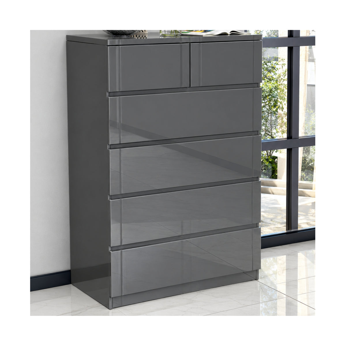 Madrid 6 Drawer Chest High Gloss
