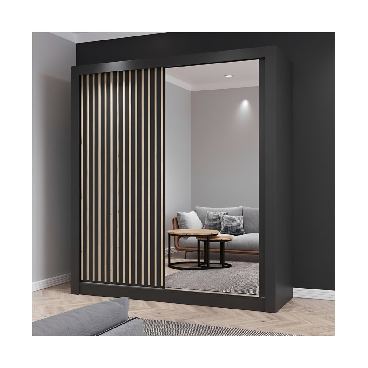 FHI-KINGSTON Modern Mirror Sliding Door Wardrobe 150 CM