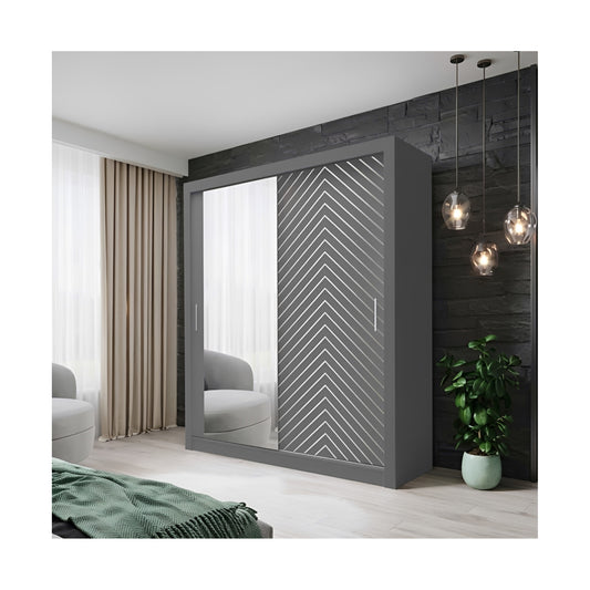 FHI-Manchester Modern Mirror Sliding Door Wardrobe 120 CM