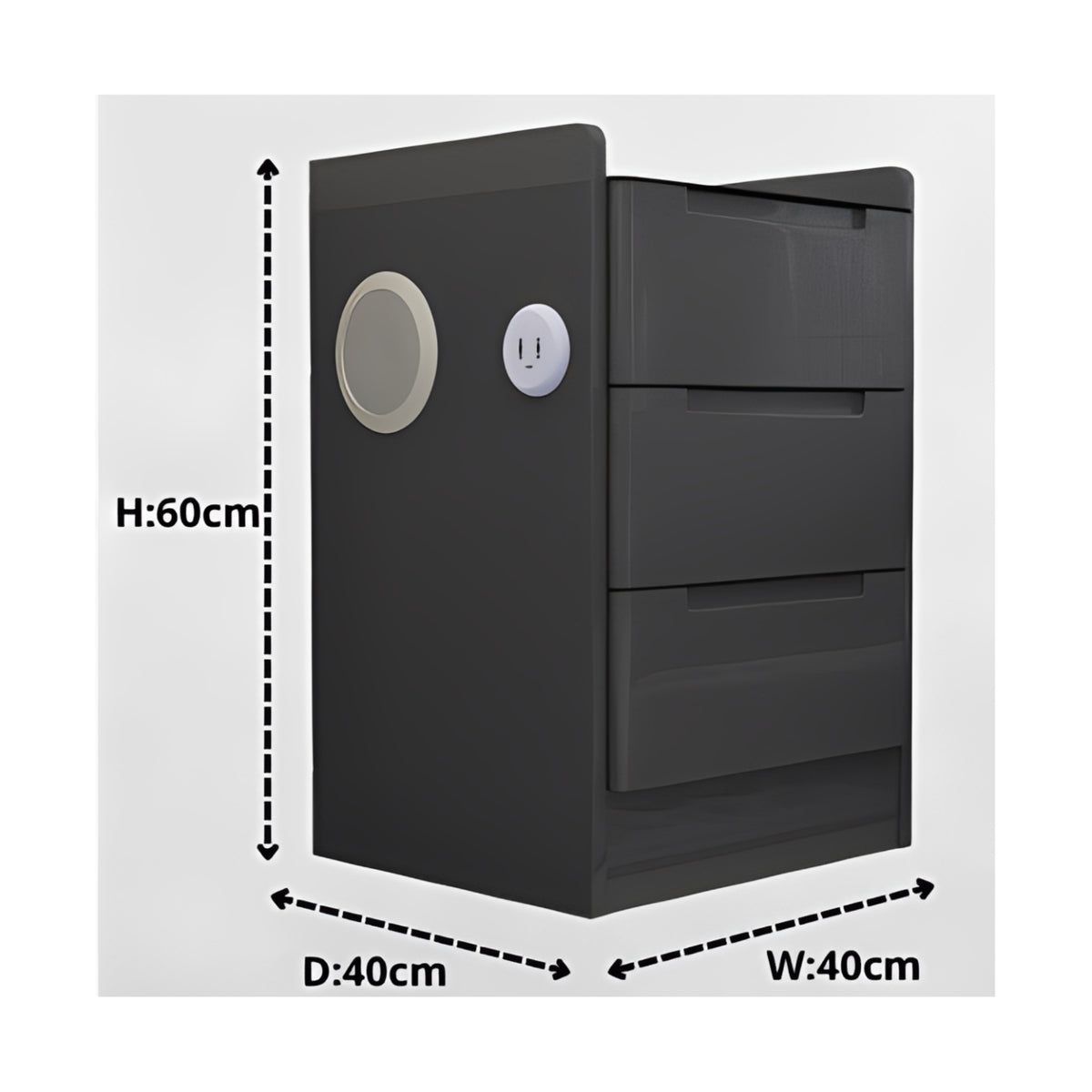 Vesko 3 Drawer Bedside Cabinet
