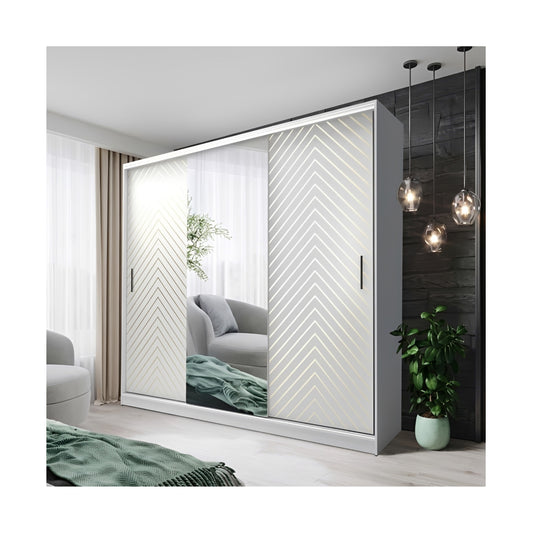 FHI-Manchester Modern Mirror Sliding Door Wardrobe 203 CM