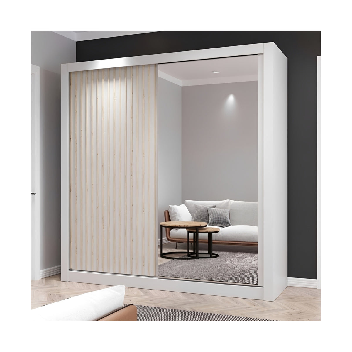 FHI-KINGSTON Modern Mirror Sliding Door Wardrobe 150 CM