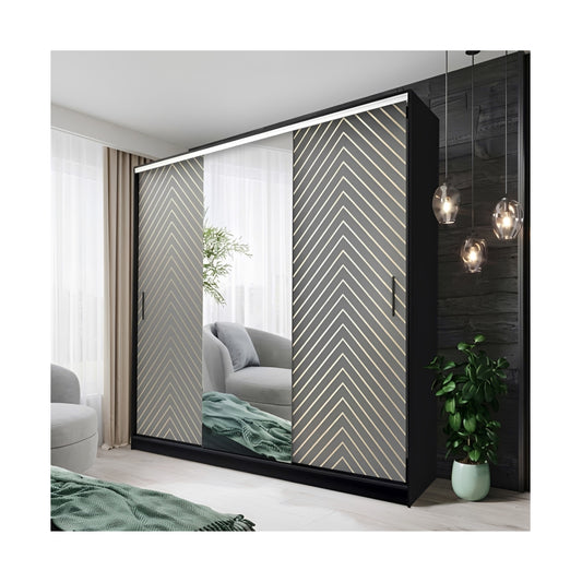 FHI-Manchester Modern Mirror Sliding Door Wardrobe 250 CM