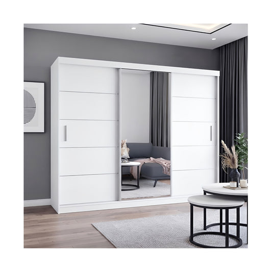 FHI-DALLAS Modern Mirror Sliding Door Wardrobe 203 CM