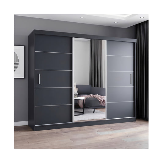 FHI-DALLAS Modern Mirror Sliding Door Wardrobe 250 CM