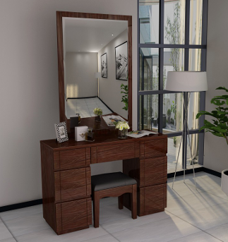Paris 7 Drawer Dresser/Mirror (LED Light) with Stool High Gloss