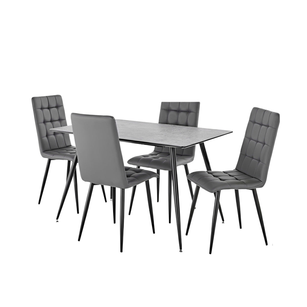 Miami Fixed Top Concrete Grey Table with Milan Chairs