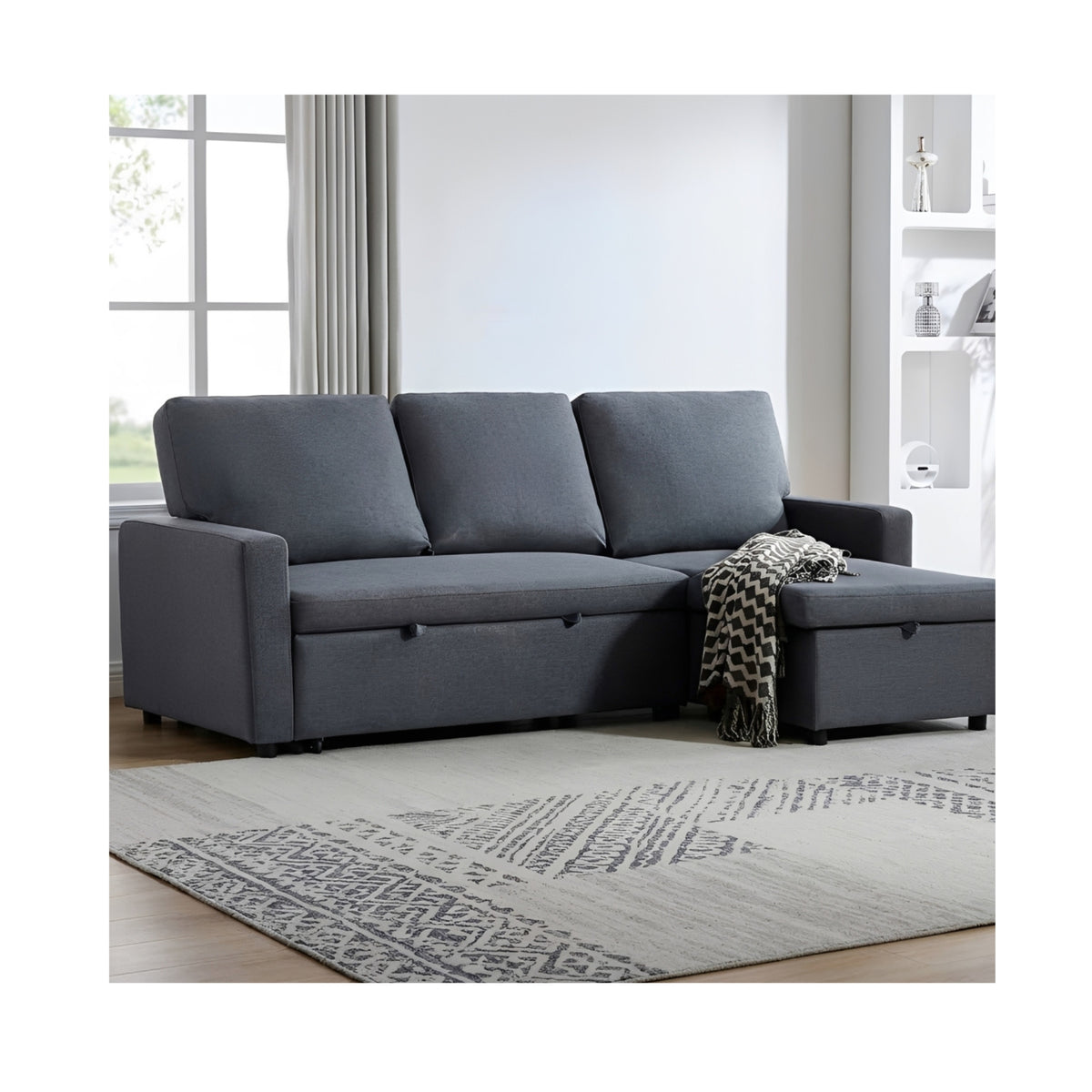 Julia Grey Fabric Corner Sofa Bed