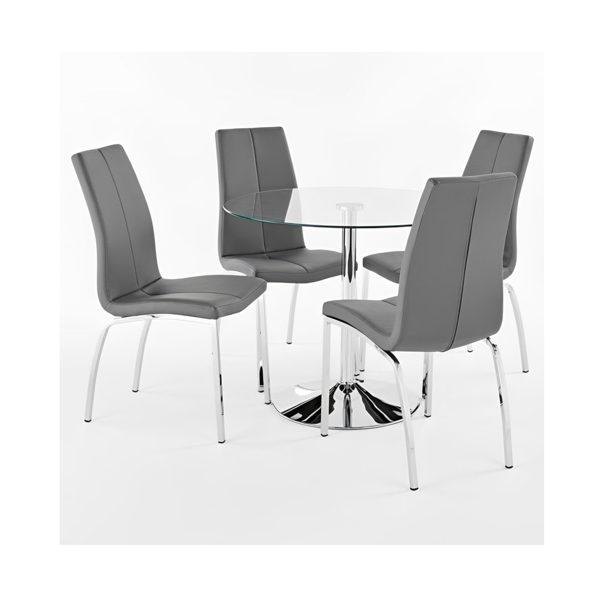 Verona Round Dining Set with Madison Grey PU Chairs