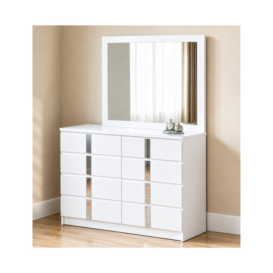 Chelsea 6 Drawer Dresser/Mirror White High Gloss
