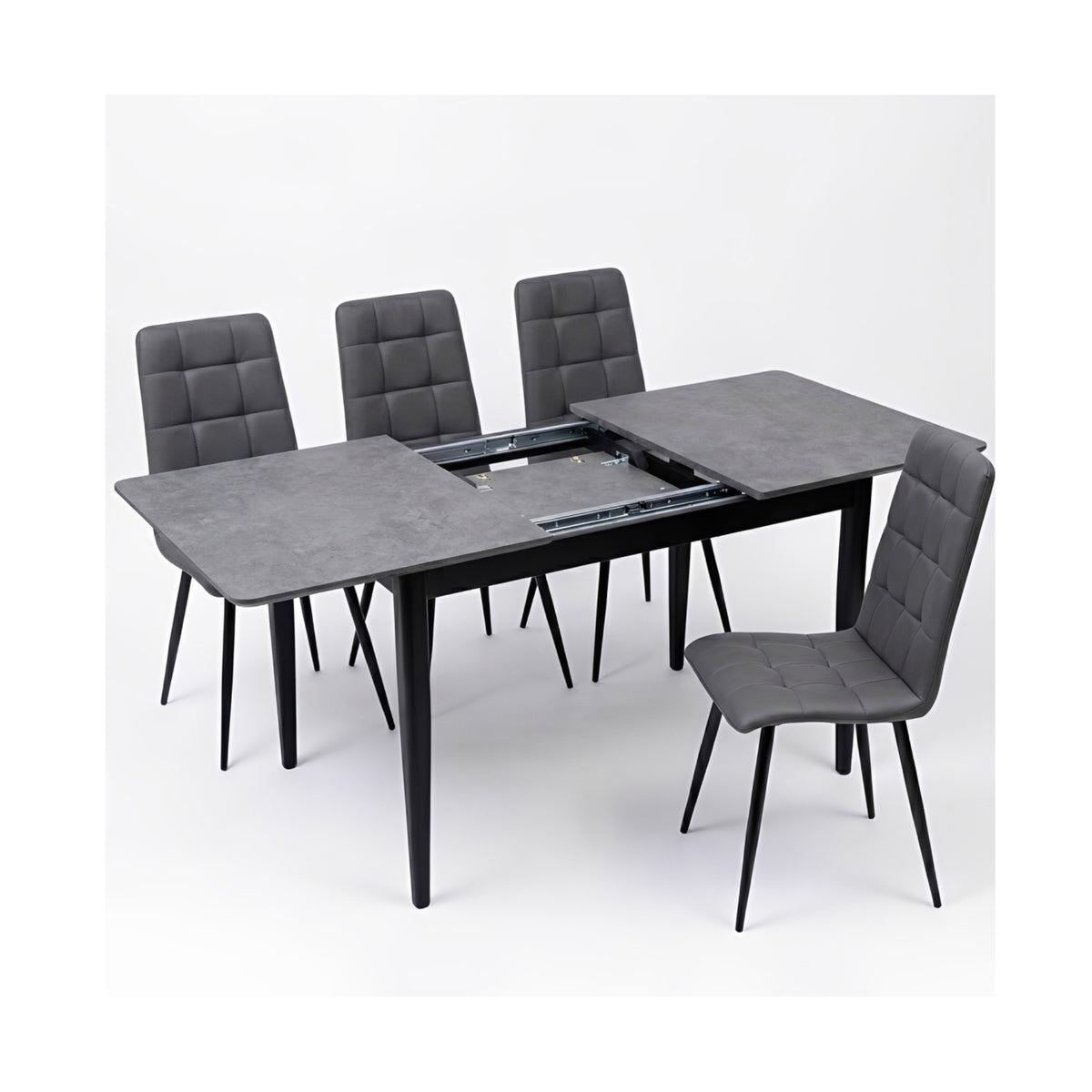Miami Concrete Grey Extending Table with Milan Chairs