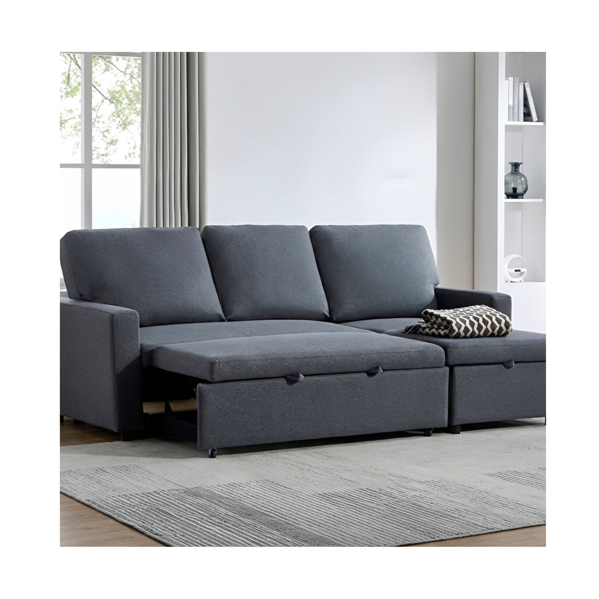 Julia Grey Fabric Corner Sofa Bed