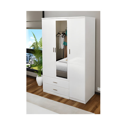 Omega High Gloss Wardrobe 3 Door Hinged Doors 135cm