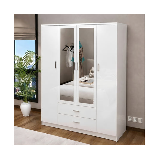 Omega High Gloss Wardrobe 4 Door Hinged Doors 180cm