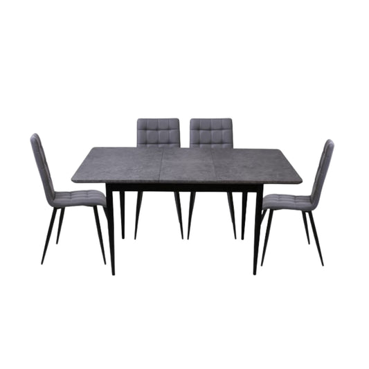 Miami Concrete Grey Extending Dining Set with Milan Chairs