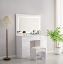 Paris 7 Drawer Dresser/Mirror (LED Light) with Stool High Gloss