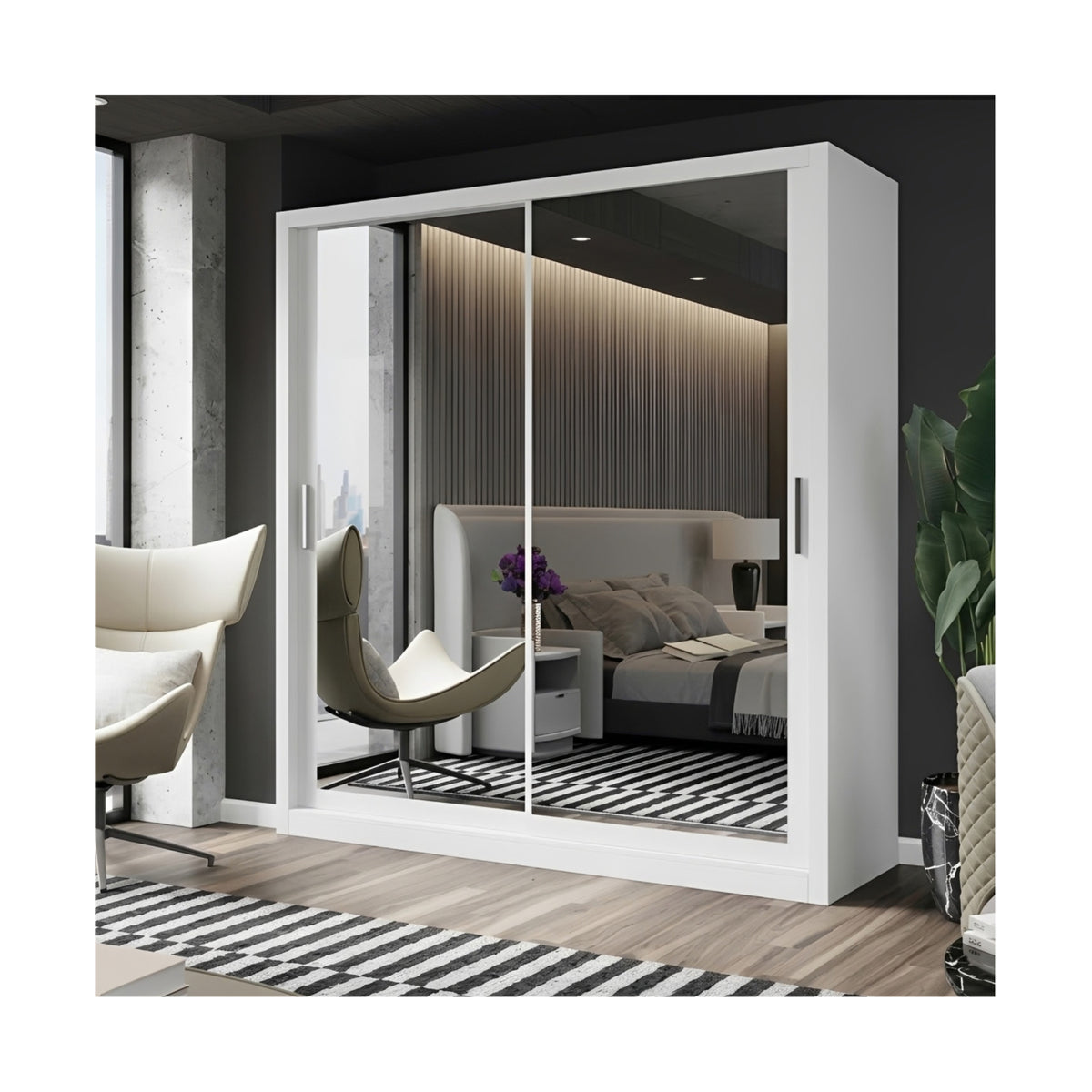 FHI-Dubai Modern Mirror Sliding Door Wardrobe 180CM