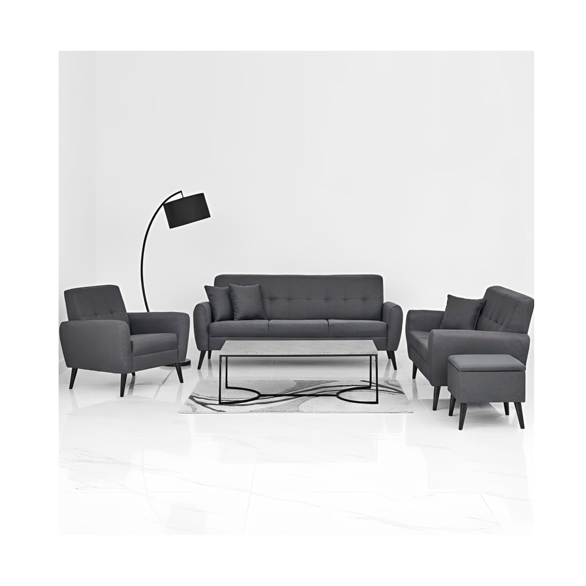 Chic Charcoal Grey Fabric Armchair