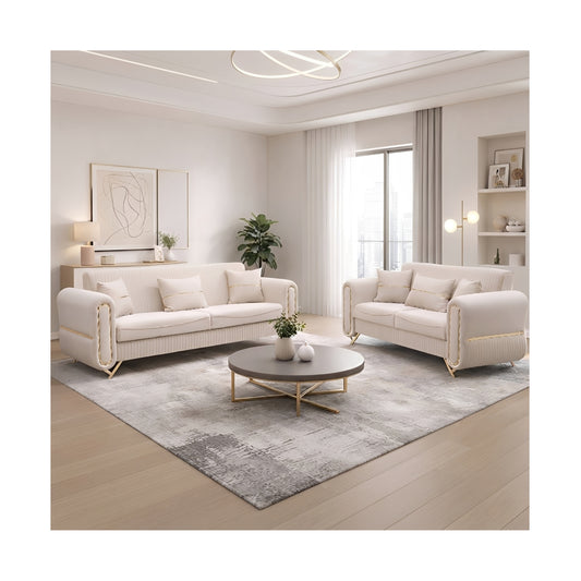 Oval Cream 3+2 Sofa Set