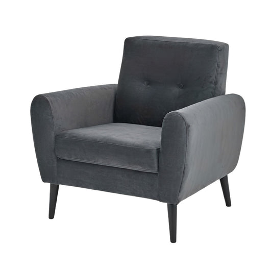 Chic Grey Matt Velvet Armchair
