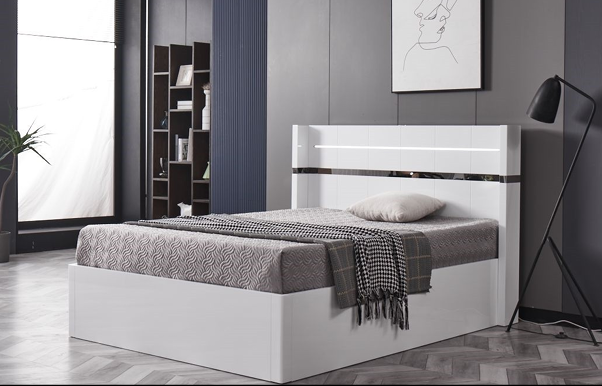 Kensington Wing White High Gloss Storage Bed