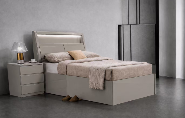 Madrid Beige High Gloss Storage Bed