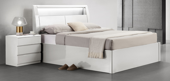 Madrid White High Gloss Storage Bed