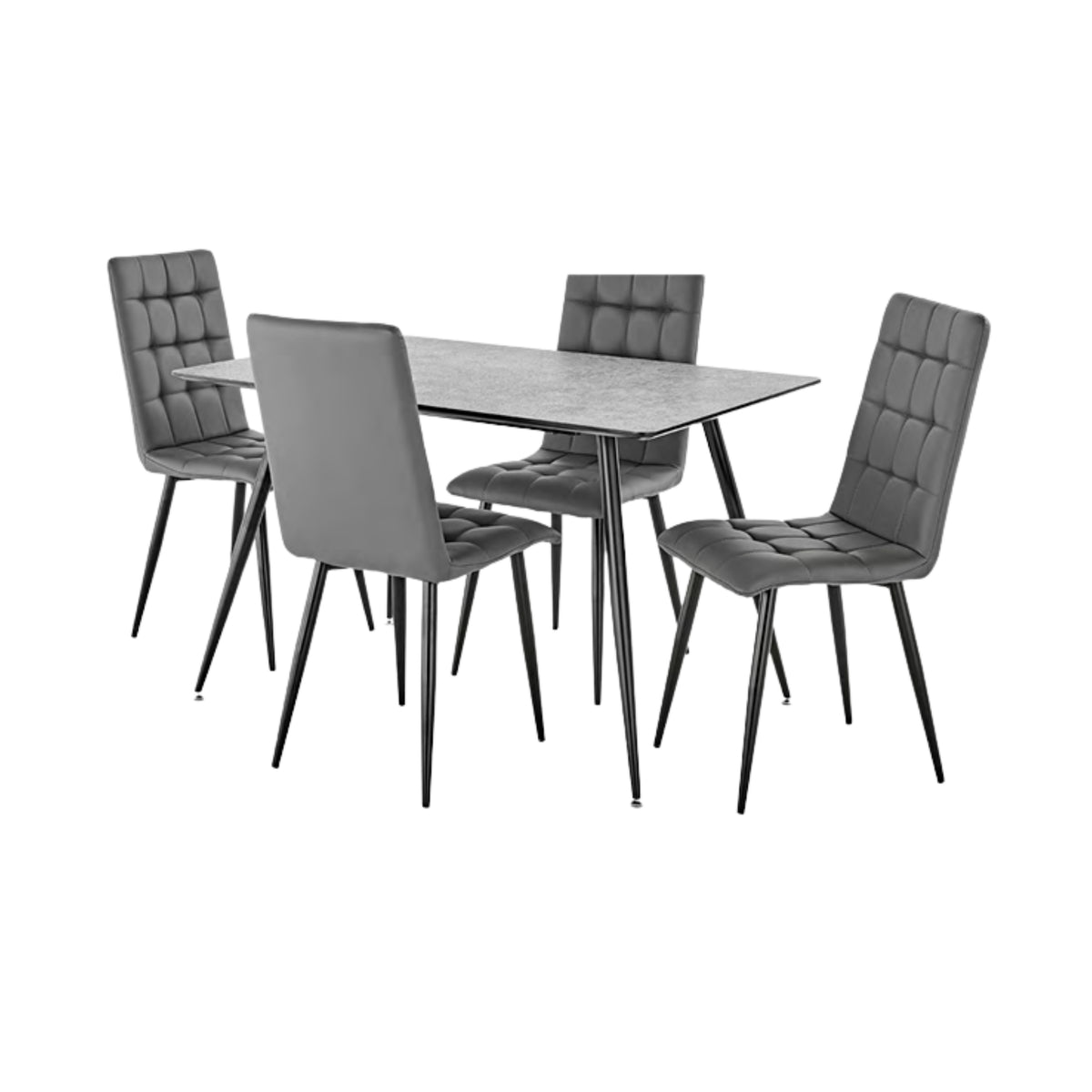 Miami Fixed Top Concrete Grey Dining Set with Milan Chairs