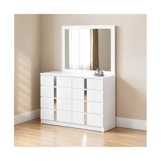Chelsea 6 Drawer Dresser/Mirror White High Gloss