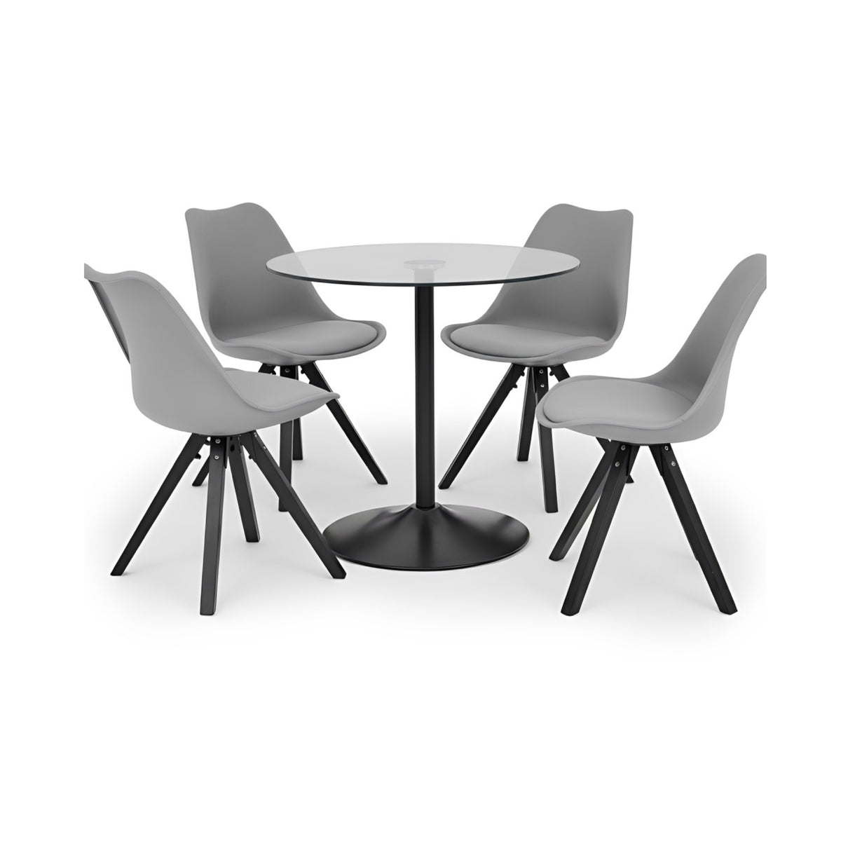Scarlet Round Table with Violet Grey PU Chairs