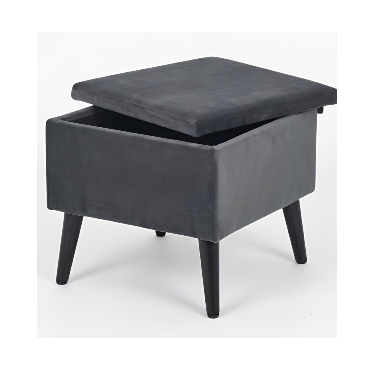 Chic Grey Matt Velvet Storage Footstool