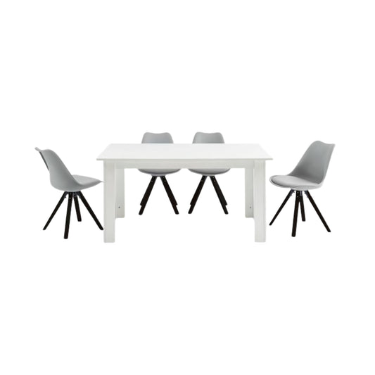Melbourne White Dining Set with Violet Grey PU Chairs
