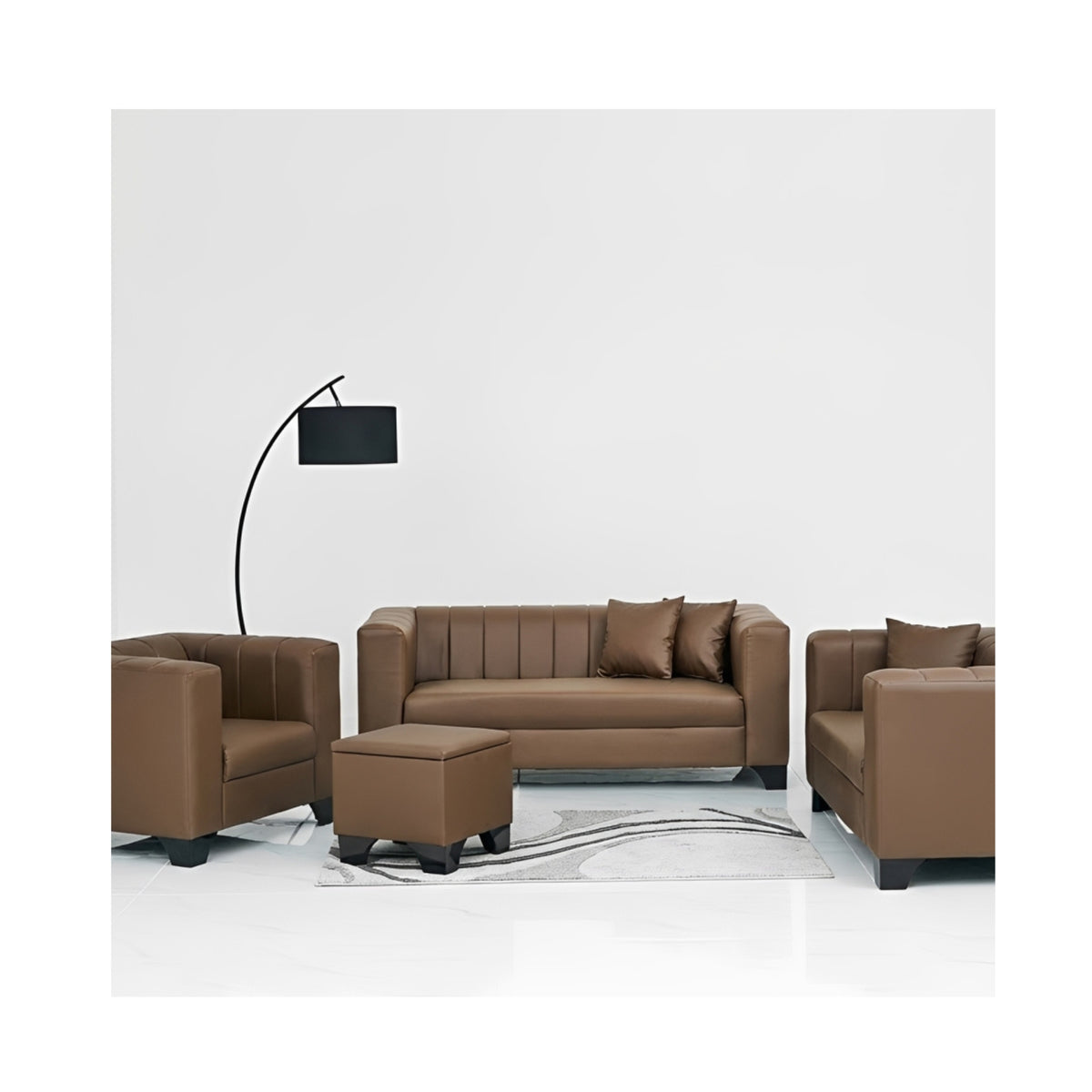 Grace Light Brown PU Sofa 3 Seater