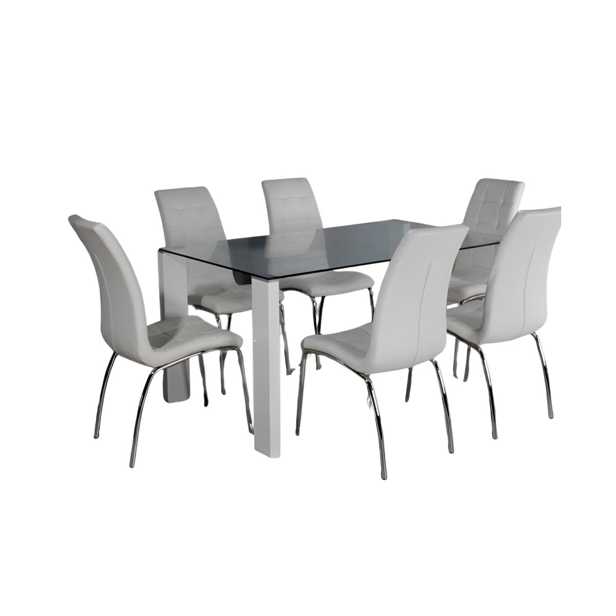 Savona Large Dining Table with Lugano White Chairs